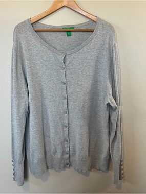 dip Light Gray Button-Front Women's Cardigan